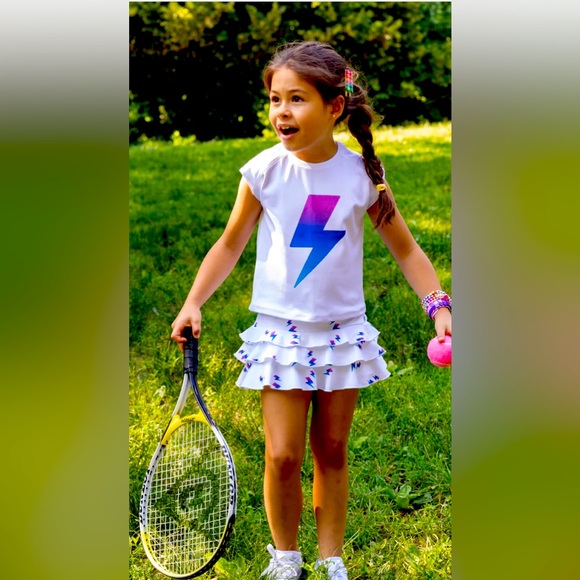 Love Set Match Tennis Girls Flash Shirt and Skirt